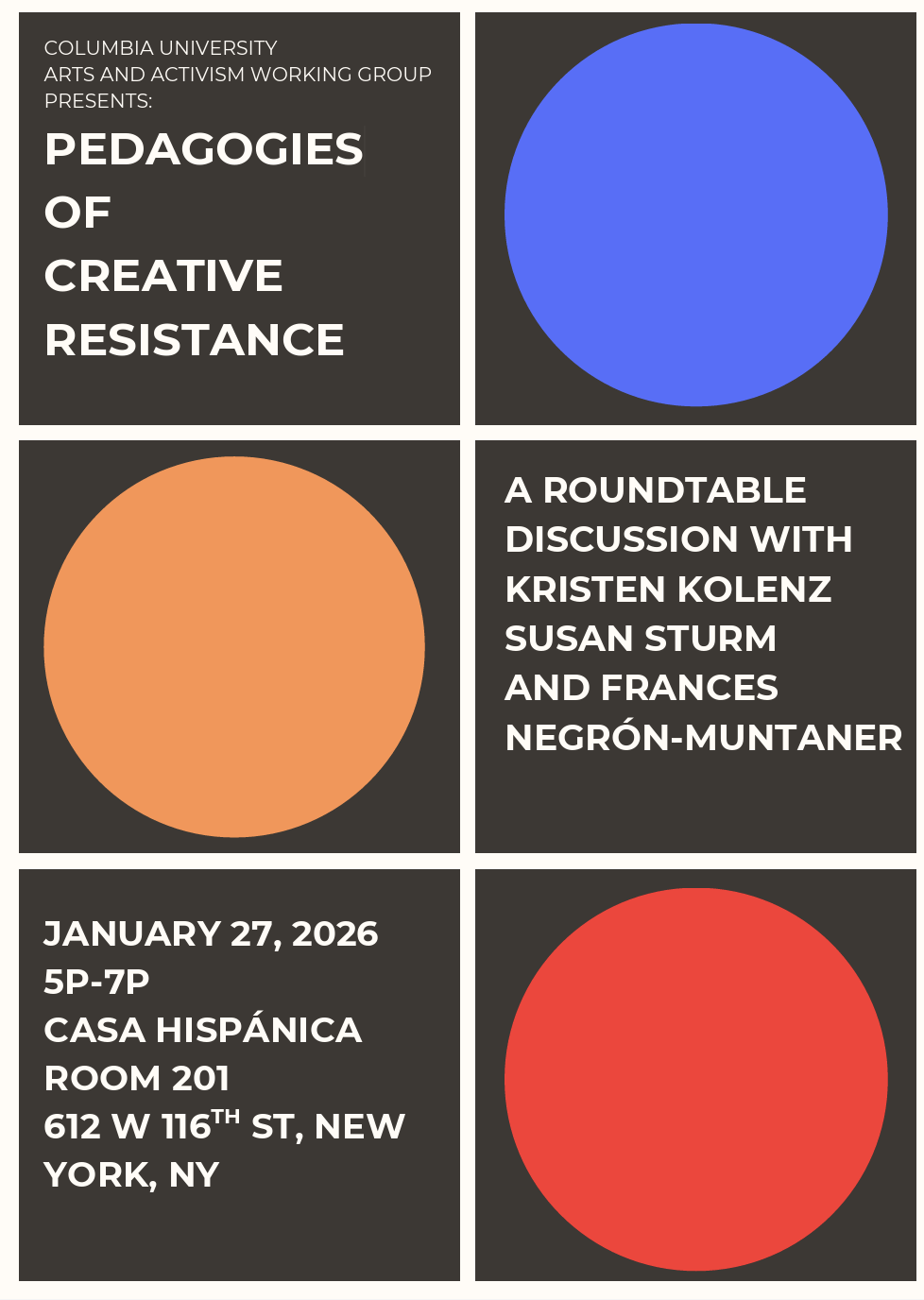 event flyer "Pedagogies of Creative Resistance"