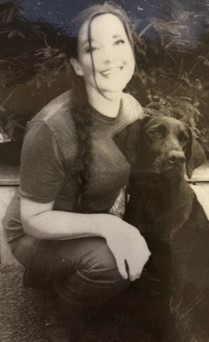 smiling alice with puppy 