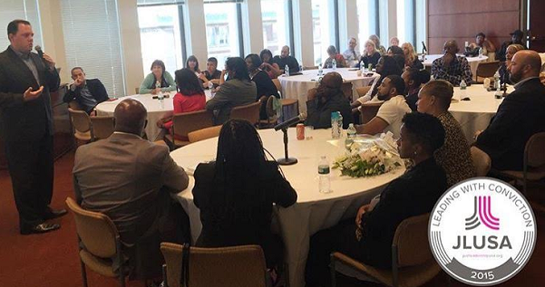 man talking to crowd