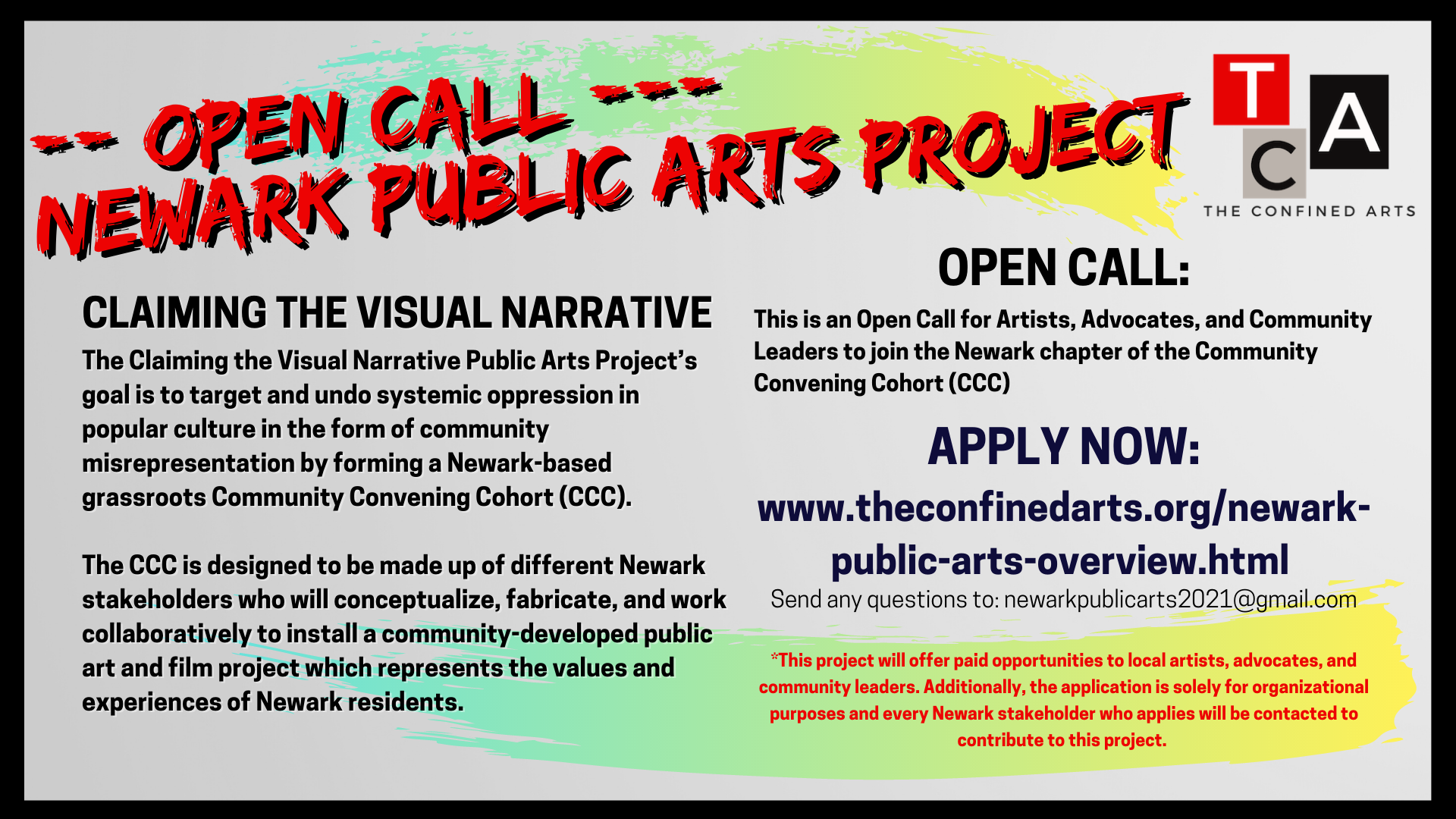 Open Call for Newark Public Arts Project